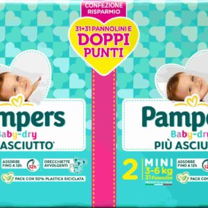 Pampers baby-dry mini 31+31 pz - Pampers