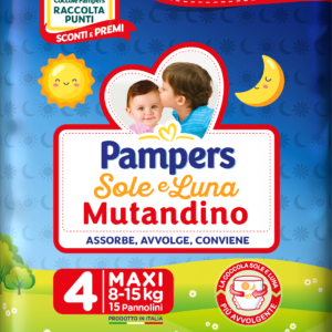 Pampers - sole&luna mutandino maxi, taglia 4, confezione da 15 mutandine - rc - Pampers