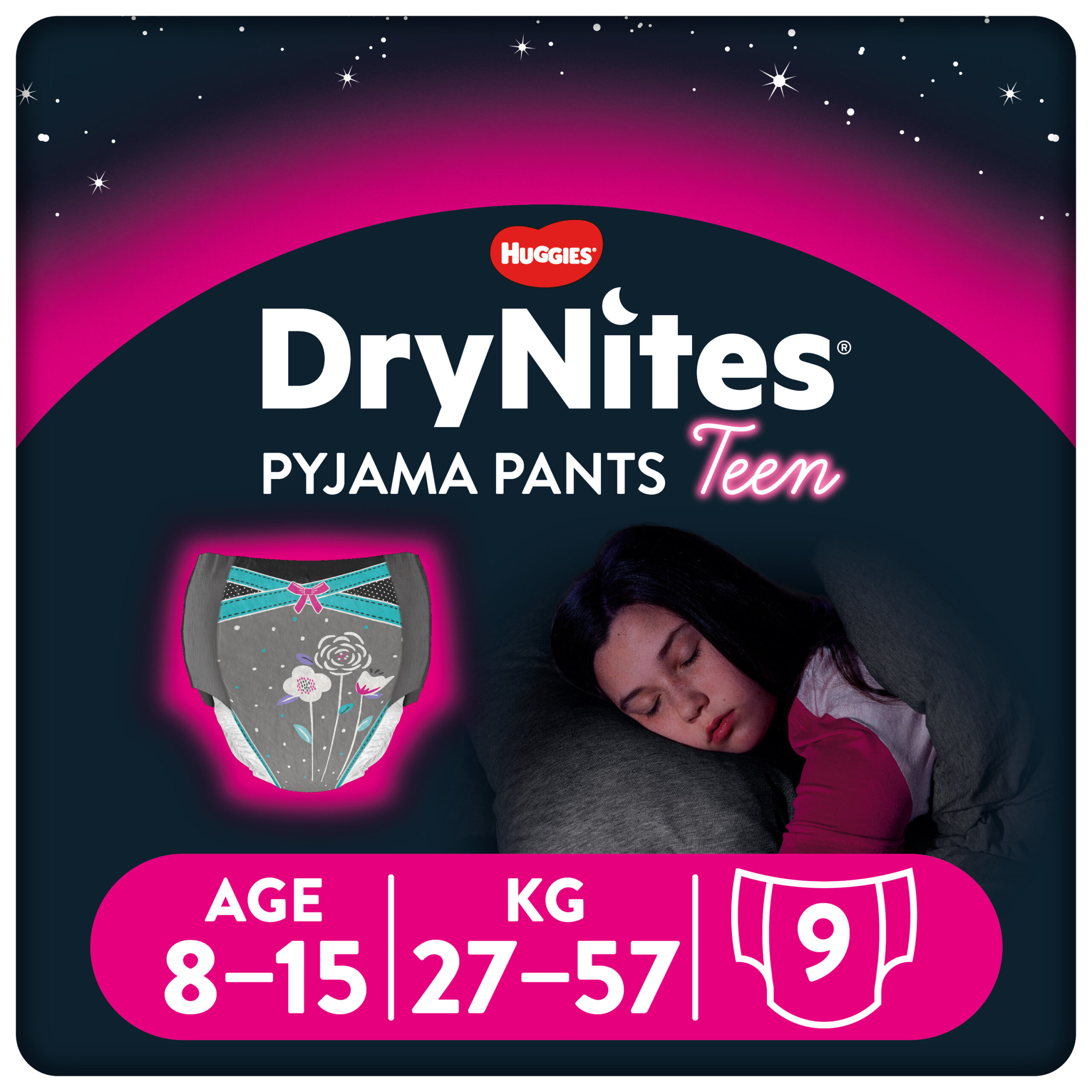 Huggies - drynites pacco singolo girl 8-15 anni (27-57 kg) tg.l - pz.9 - Huggies