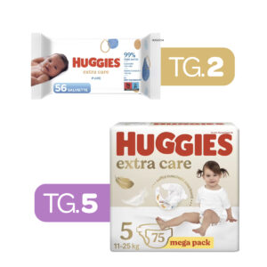 Huggies extra care mega pack tg.5 + huggies -extra care huggies salviette  56 - 