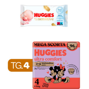 Huggies ultra comfort mutandina megapack tg.4 - 96 pezzi + huggies -extra care huggies salviette  56 - 