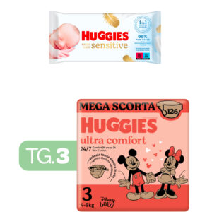 Huggies ultra comfort megapack tg.3 - 126 pezzi + huggies -extra care huggies salviette  56 - 