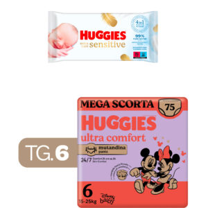 Huggies ultra comfort mutandina megapack tg.6 - 75 pezzi + huggies -extra care huggies salviette  56 - 