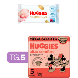 Huggies ultra comfort megapack tg.5 - 102 pezzi + huggies -extra care huggies salviette  56 - 