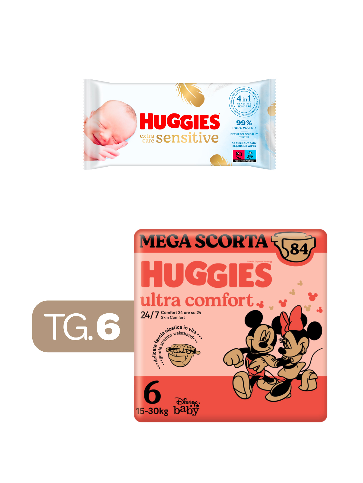 Huggies ultra comfort megapack tg.6 - 84 pezzi + huggies -extra care huggies salviette  56 - 