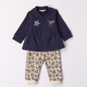 Mignolo jogging cardigan blu con balza pant stelle - Mignolo
