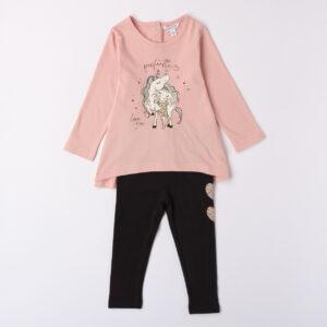 Dodipetto-basic set ts rosa st unicorno legging nero con cuori - DODIPETTO-BASIC