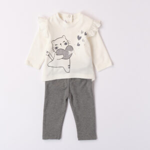 Mignolo set ts panna st gatto legging grigio - Mignolo