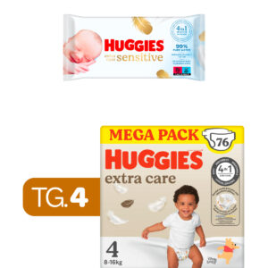 Huggies extra care mega pack tg.4 - 76 pezzi + huggies -extra care huggies salviette  56 - 