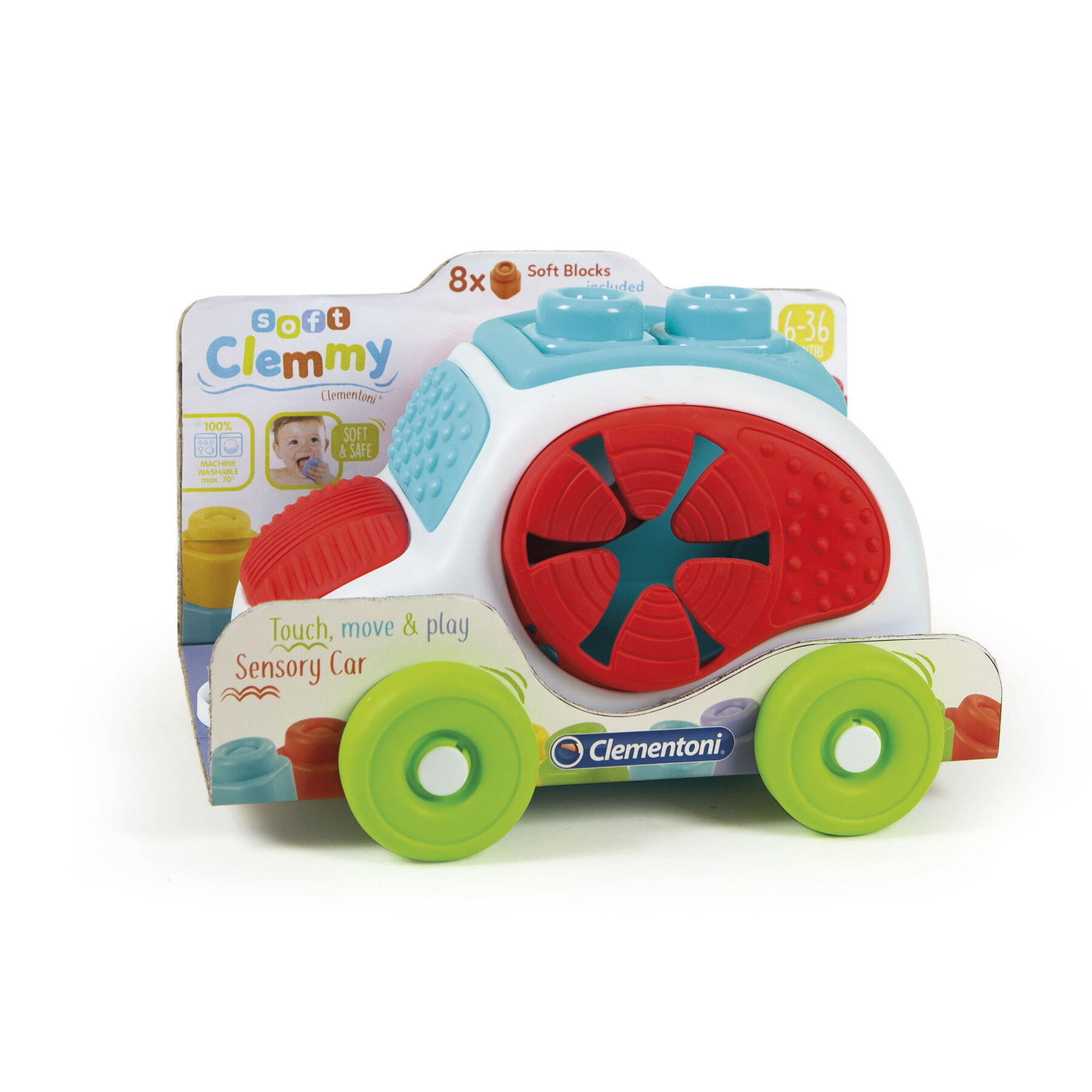 Clementoni - soft clemmy - touch, move & play sensory car - gioco morbido - Baby Clementoni