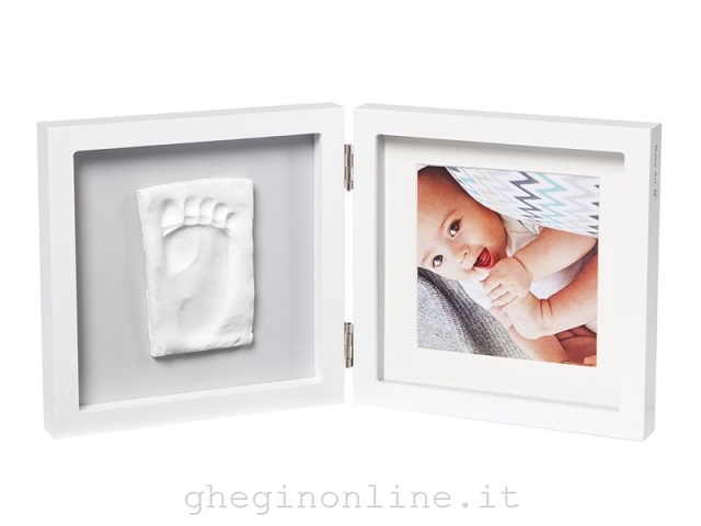 Baby art my baby style simple porta foto con kit impronta per mano o piede del neonato regalo nascita o bomboniera per battesimo sfondo grigio - Baby Art