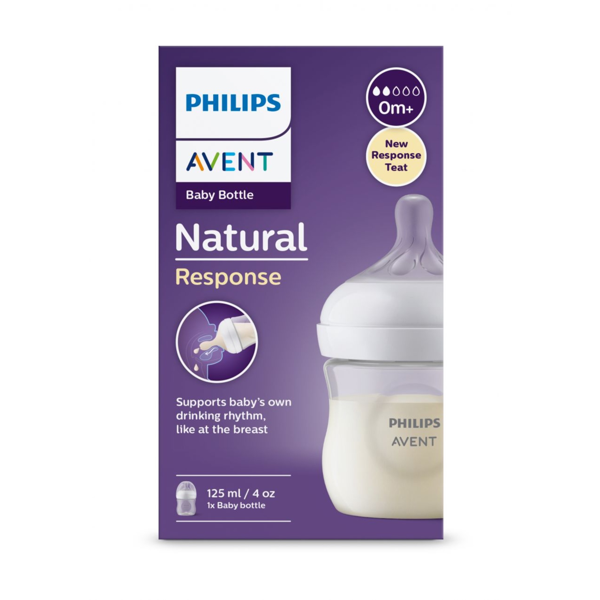 Biberon natural con tettarella a risposta naturale da 125 ml 0m+ | senza bpa - philips avent - Avent