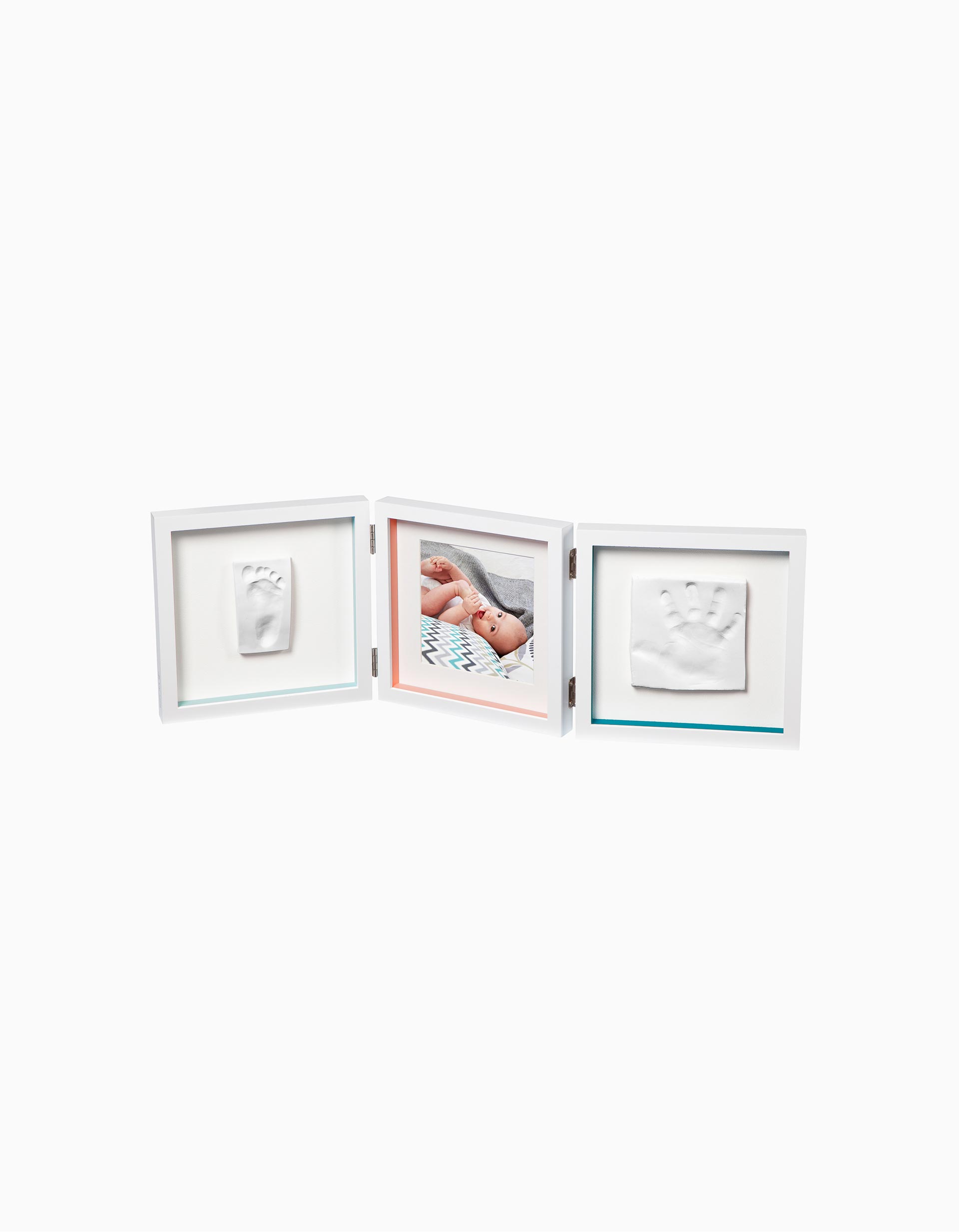 Baby Art Box Scatola Tonda In Metallo Rame Con Kit Impronta Per Calco Di Mani  e