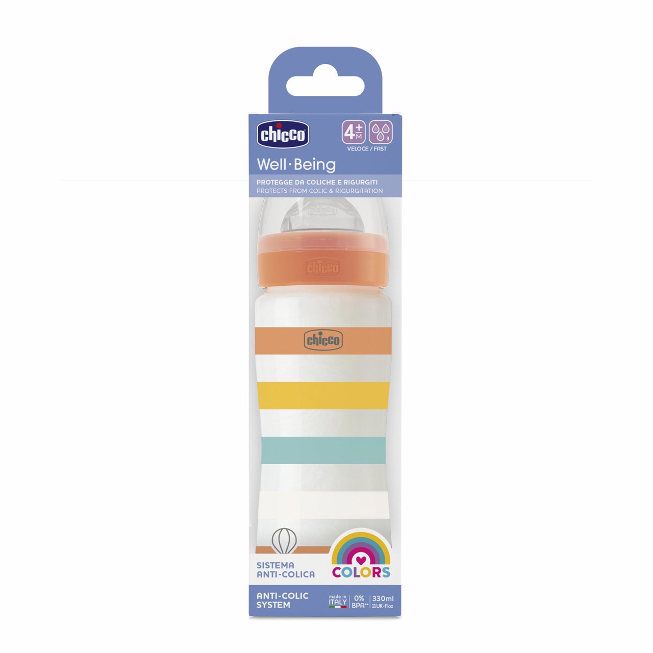 Chicco Well-Being Colors Bottle 4m+ Orange 330ml (11 fl oz)