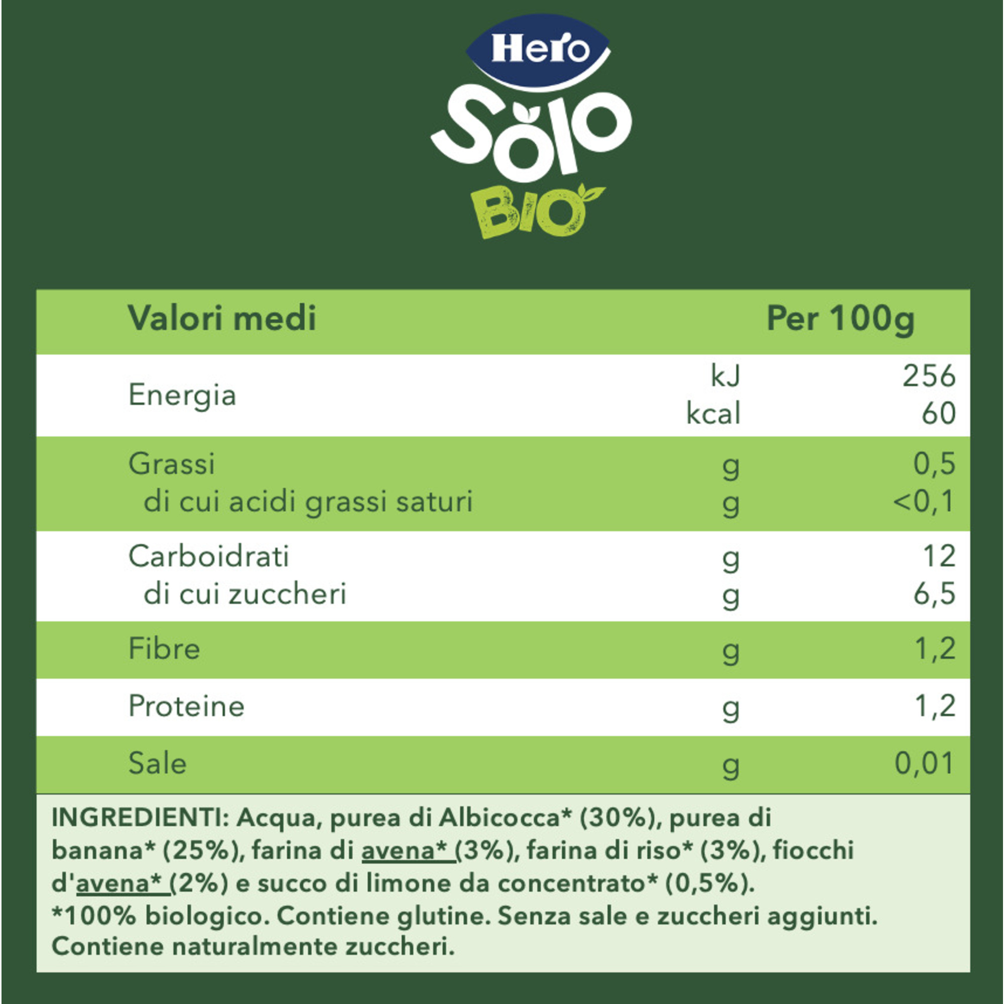 Pouch frutta & avena con albicocca banana e avena 100 gr - hero solo - Hero