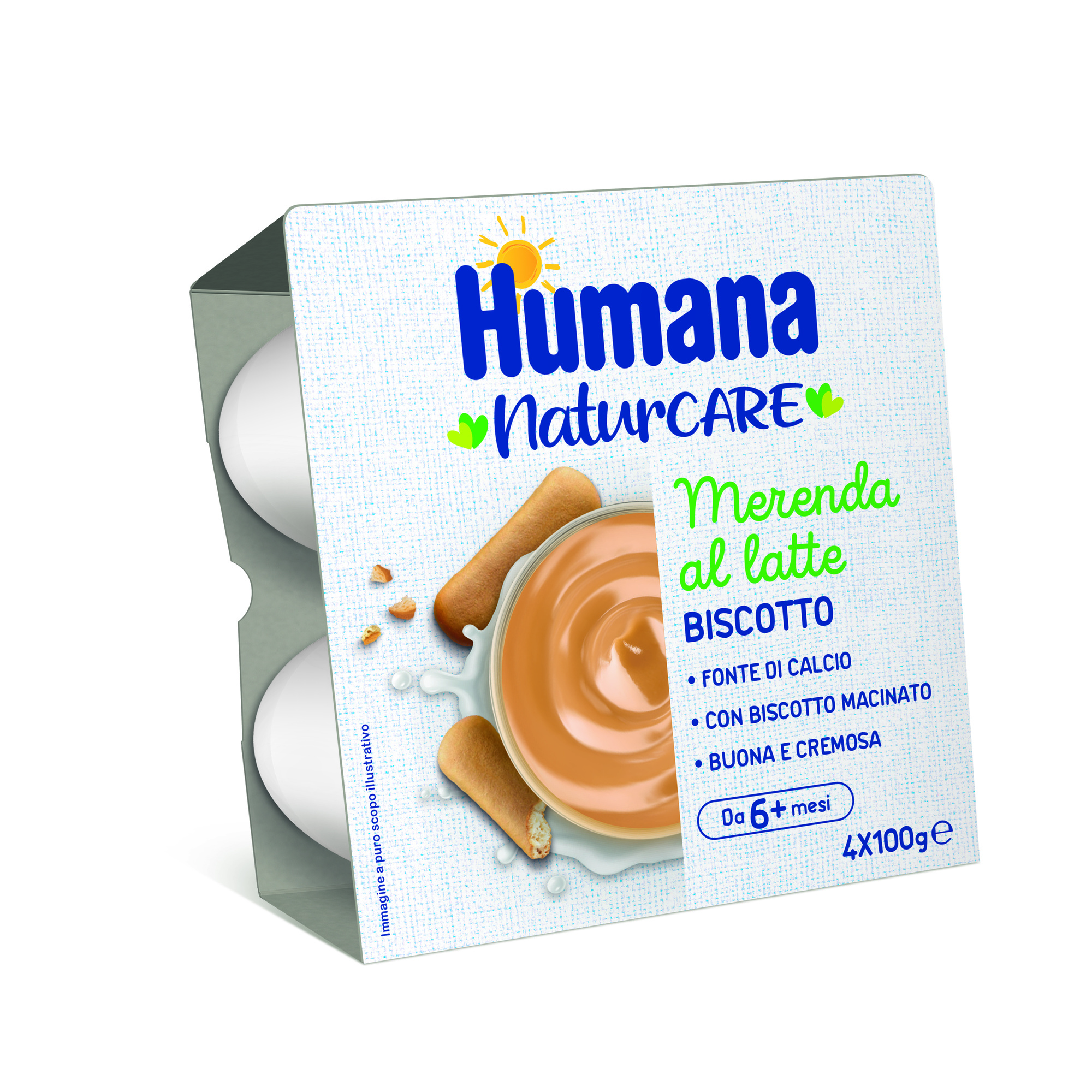 Merenda al latte biscotto 4x100g - humana - Humana