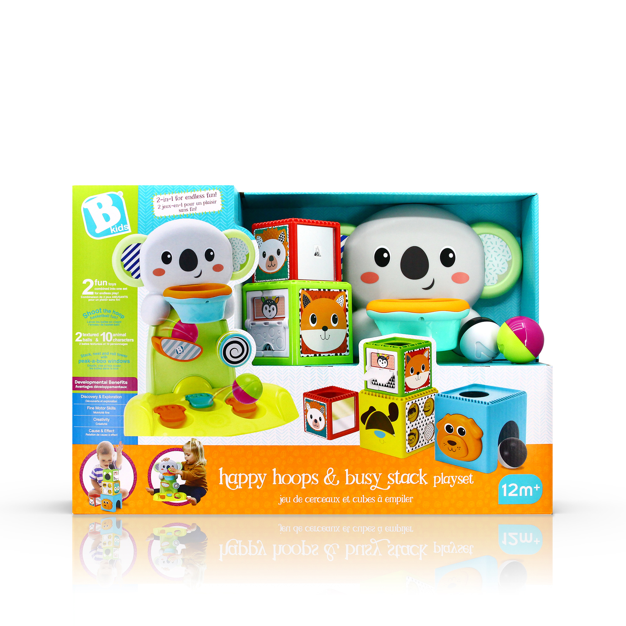 Set 2 in 1  busy stack &amp; nest ball drop + happy hoops - B-Kids