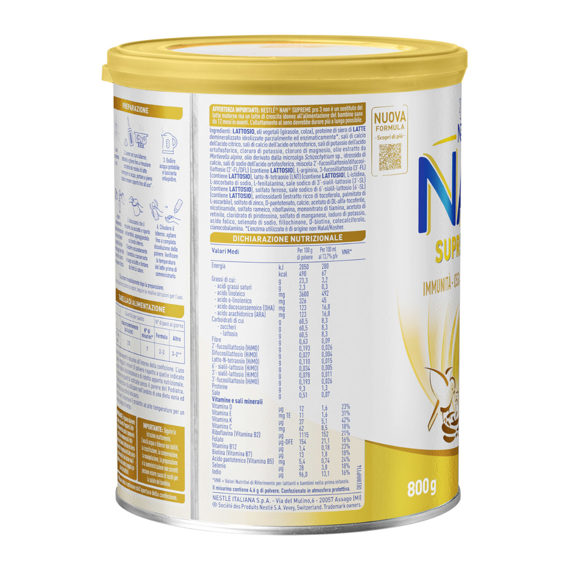 Nestlé latte in polvere nan supreme pro 3  800 gr - NESTLE'