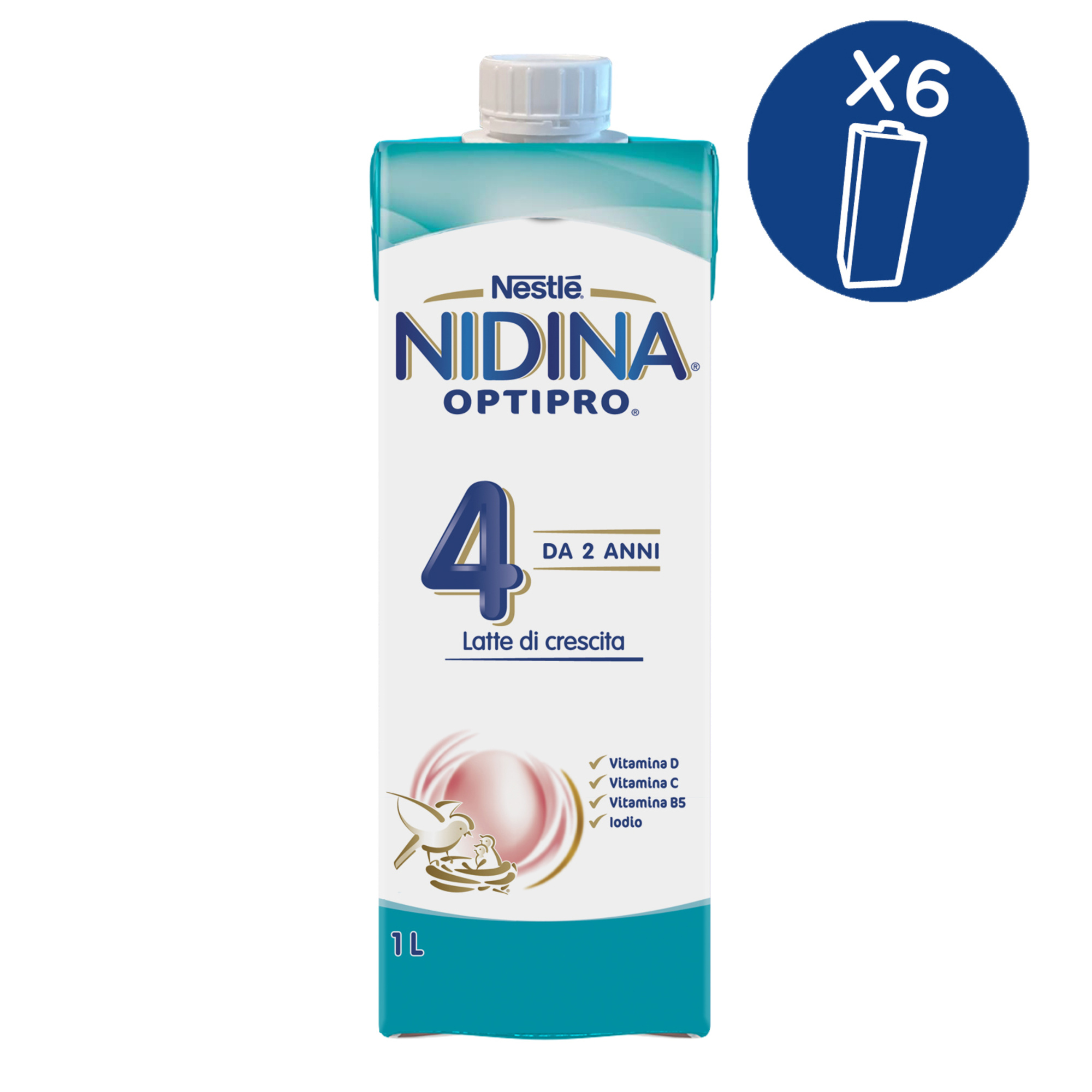 Nestlè latte crescita liquido nidina optipro 4 - formato scorta 6x1l - NESTLE'