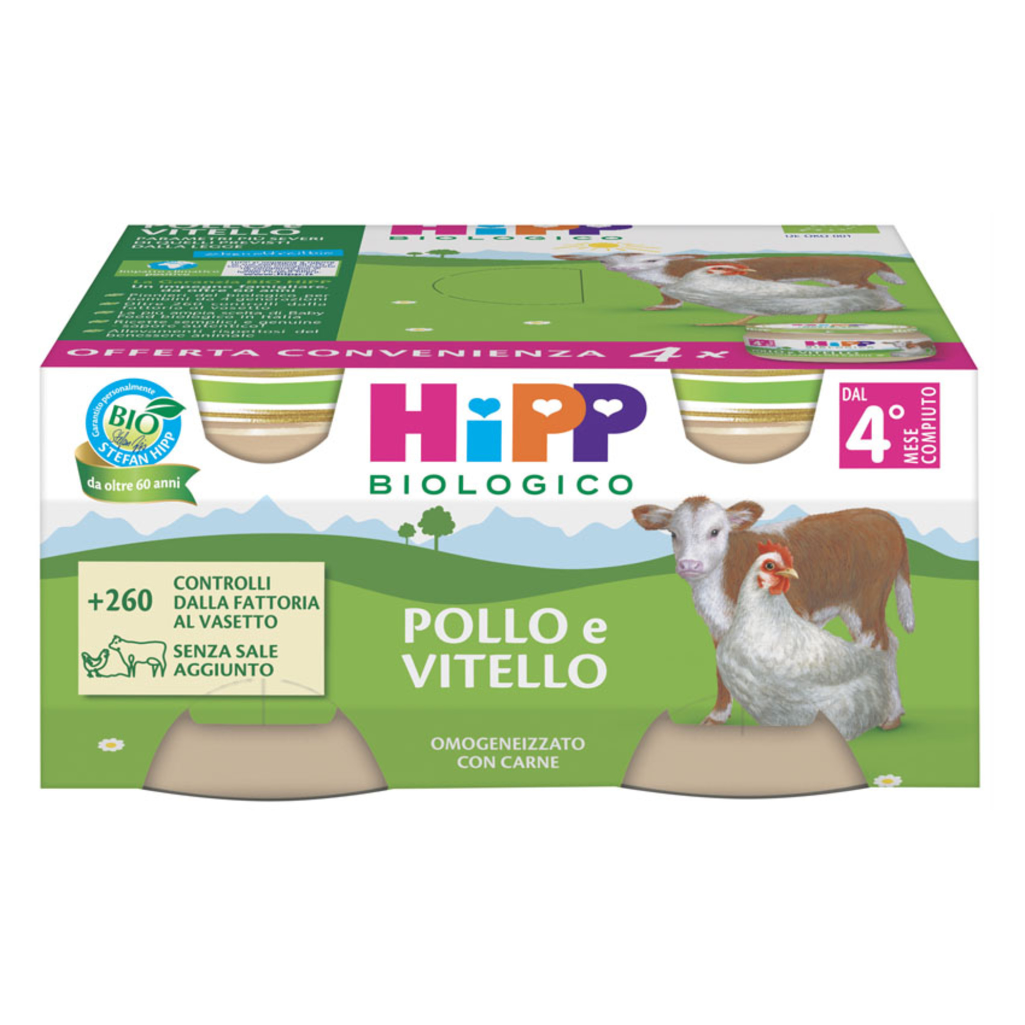 Hipp omogeneizzato pollo e vitello 4x80g - Hipp Baby
