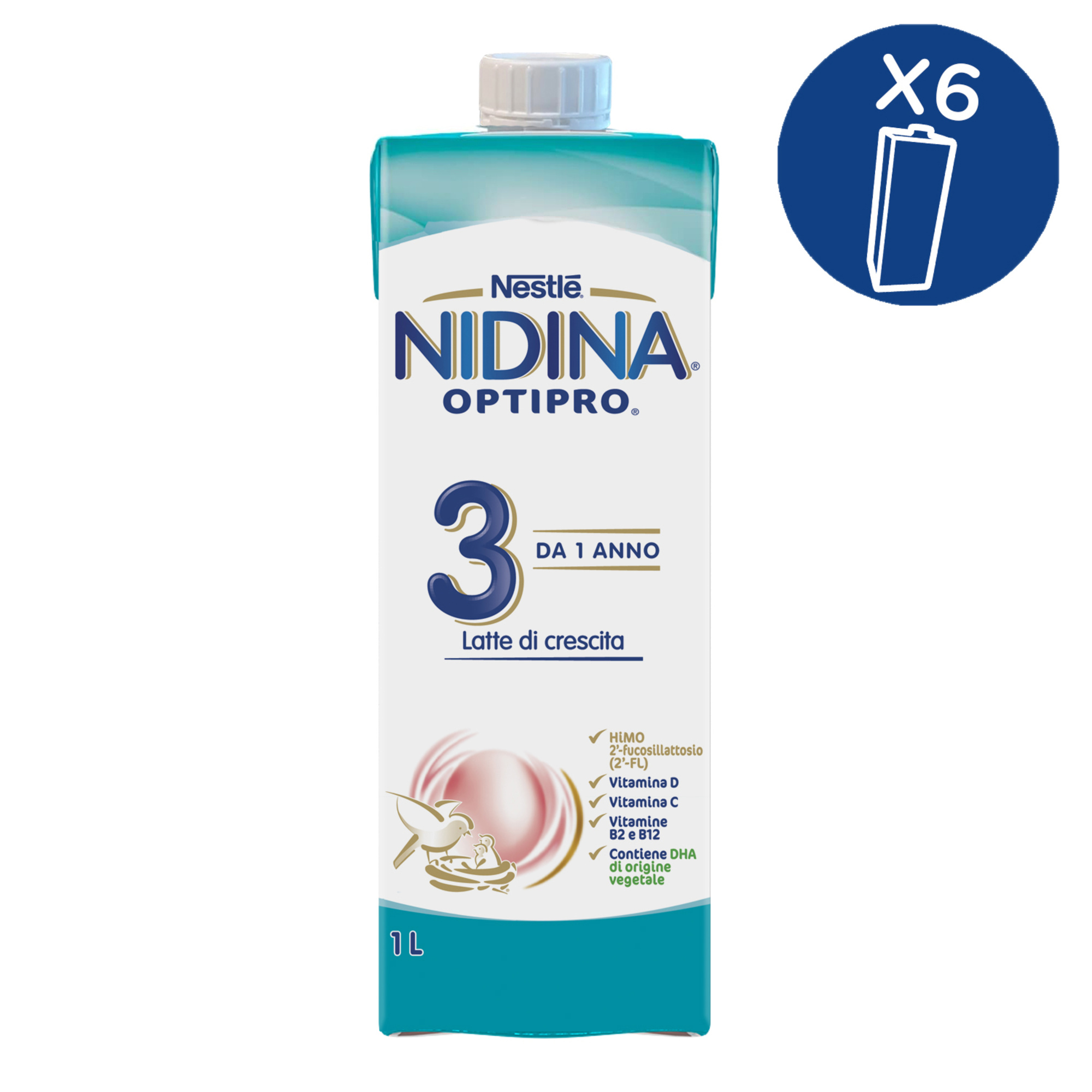 Nestlè latte crescita liquido nidina optipro 3 - formato scorta 6x1l - NESTLE'