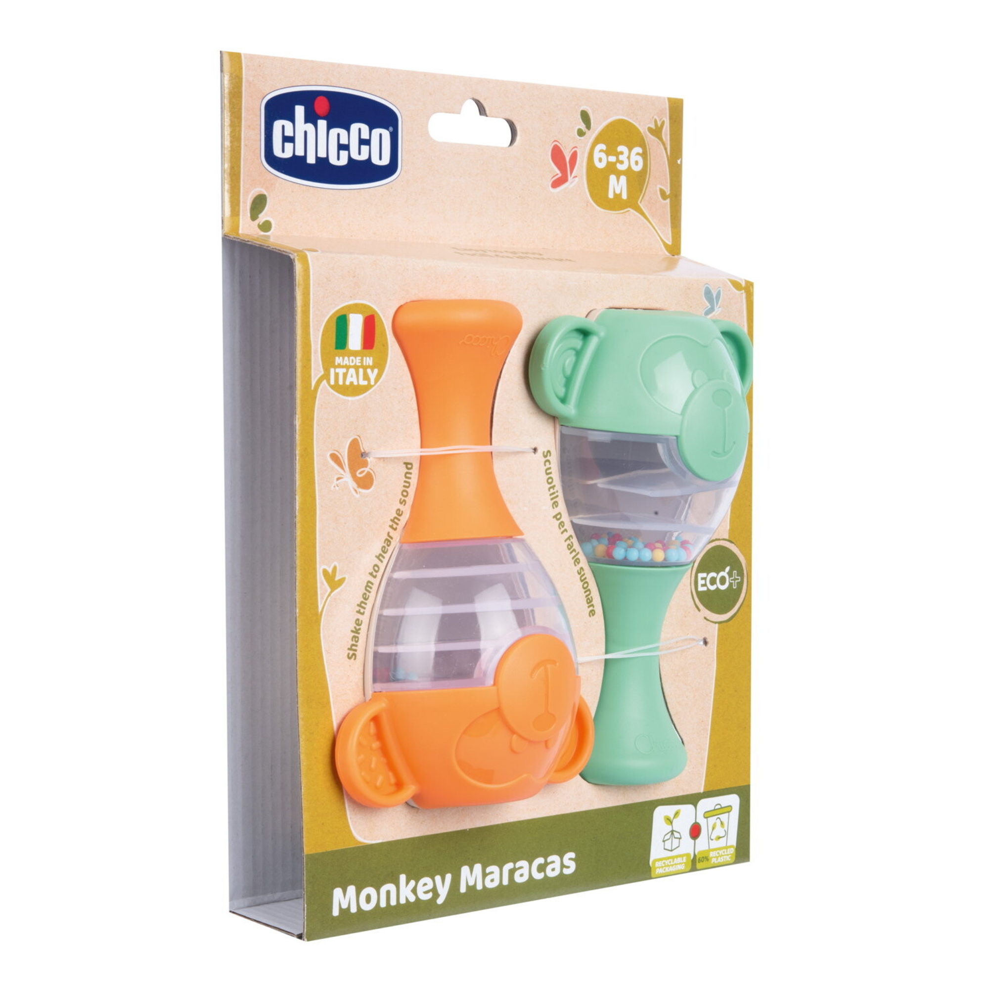 Primi giochi – maracas linea eco+, 6-36 mesi - chicco - Chicco