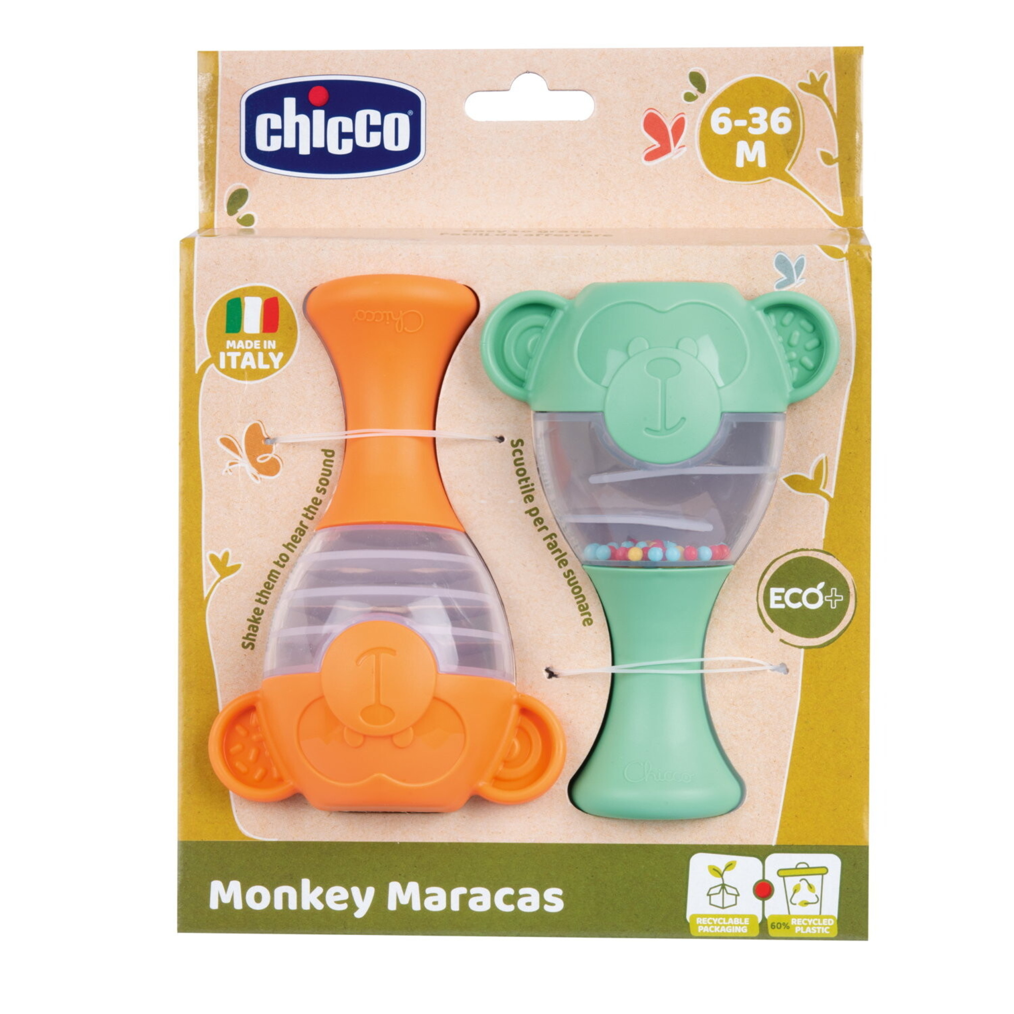 Primi giochi – maracas linea eco+, 6-36 mesi - chicco - Chicco