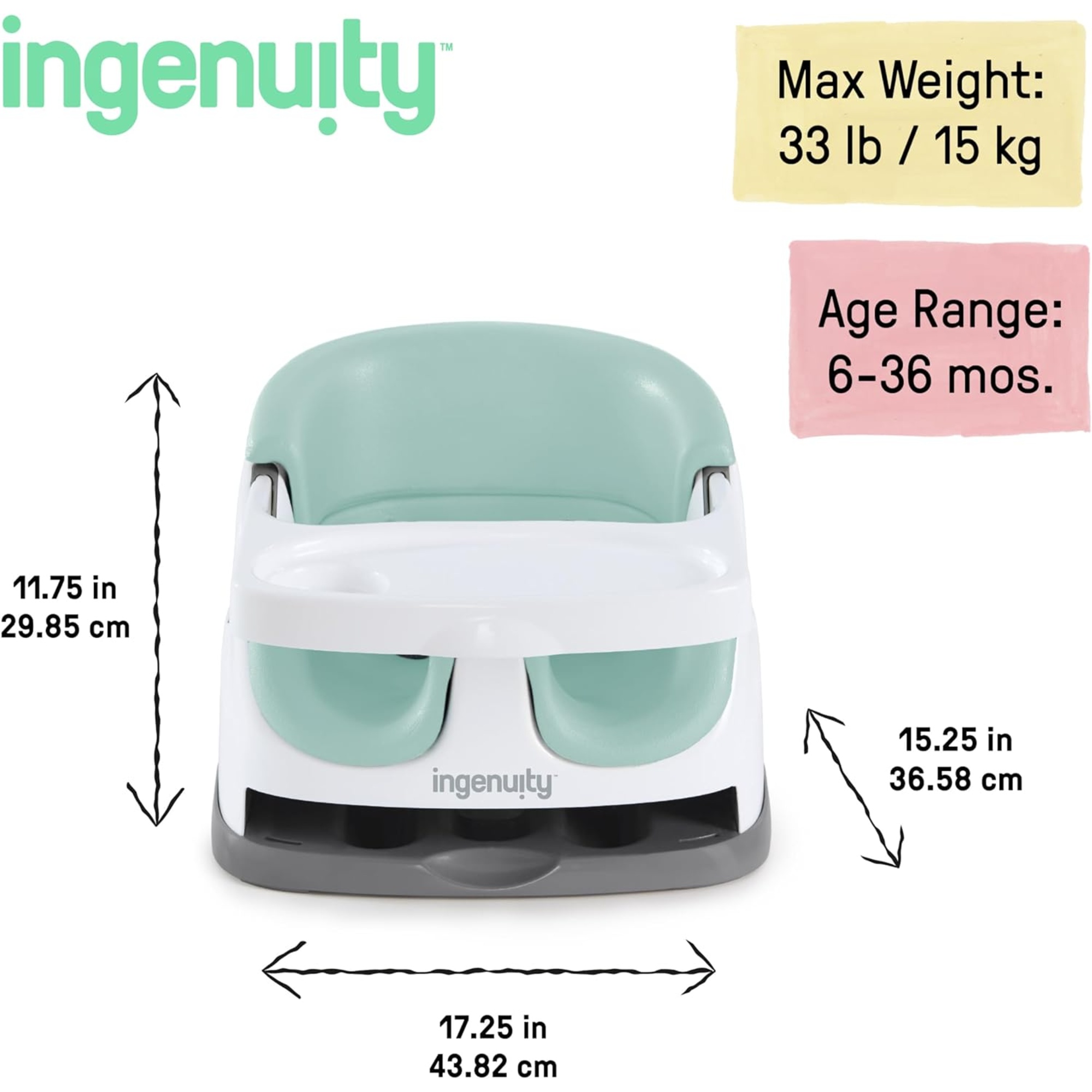 Ingenuity baby base 2-in-1™ rialzo da sedia colore mist - Ingenuity