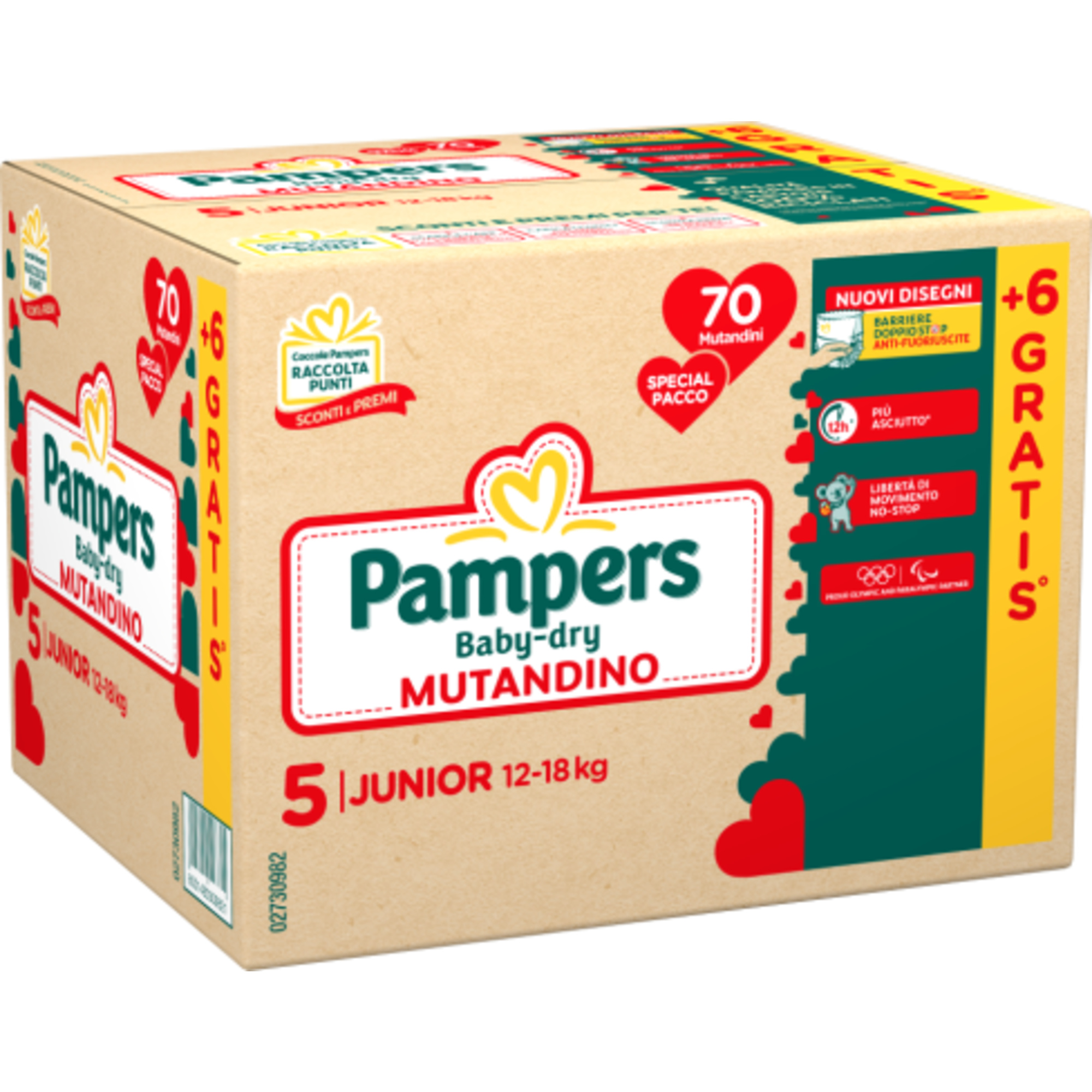 Pampers baby-dry mutandino junior 70 + 6 pz - Pampers