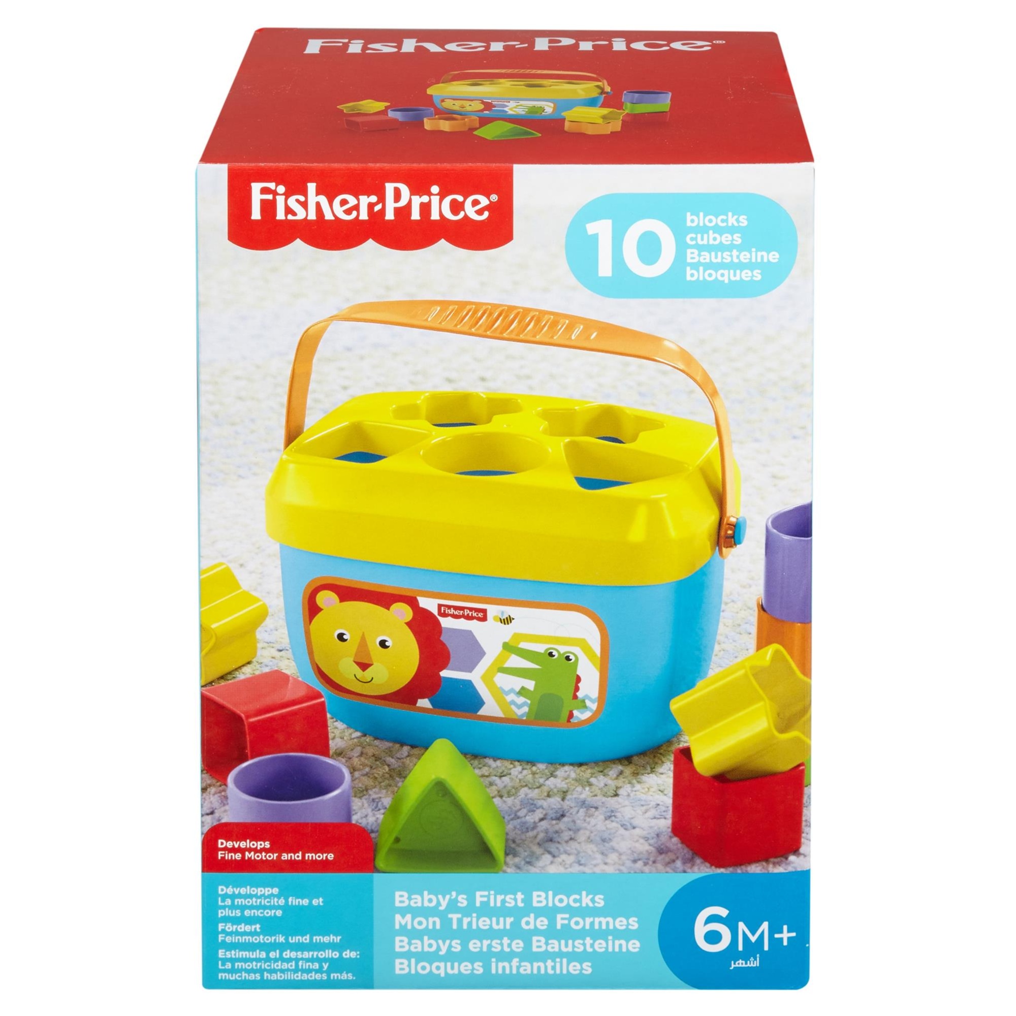 Fisher-price, secchiello con formine, 10 blocchi colorati, per bambini dai 6 mesi in su - Fisher-price