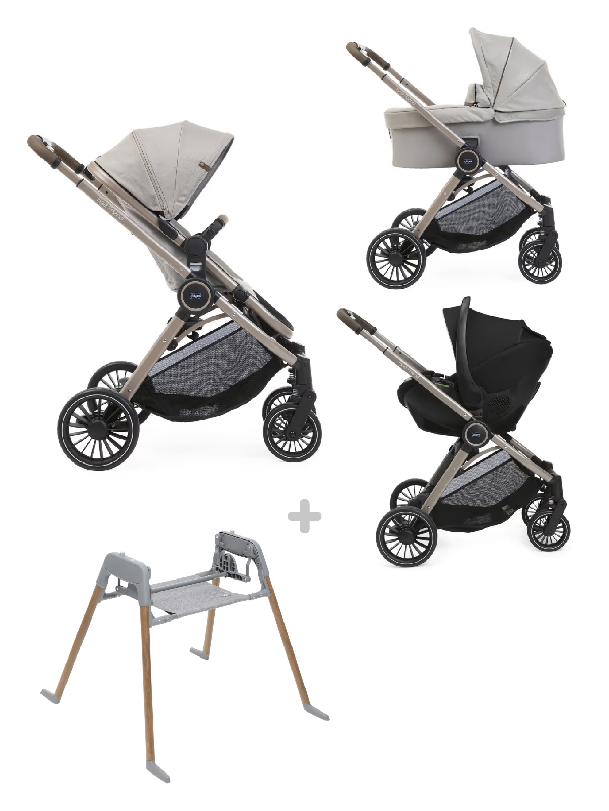 Chicco trio best friend pro light con kory essential desert taupe + stand lullaglide - 