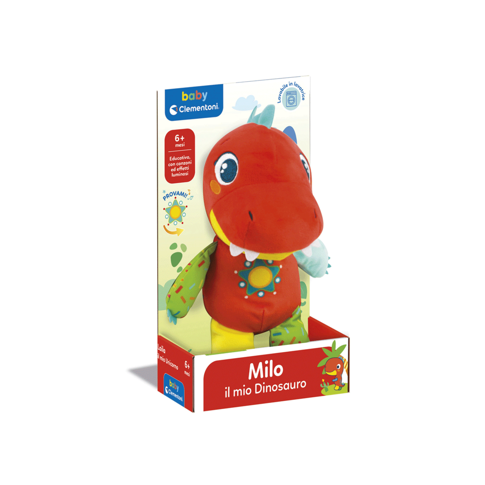 Milo il mio dinosauro, peluche prima infanzia - baby clementoni - Baby Clementoni