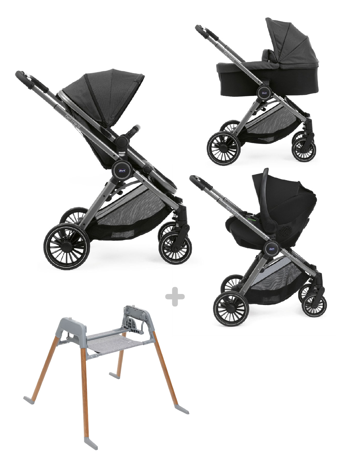 Chicco trio best friend pro light con kory essential pirate black + stand lullaglide - 