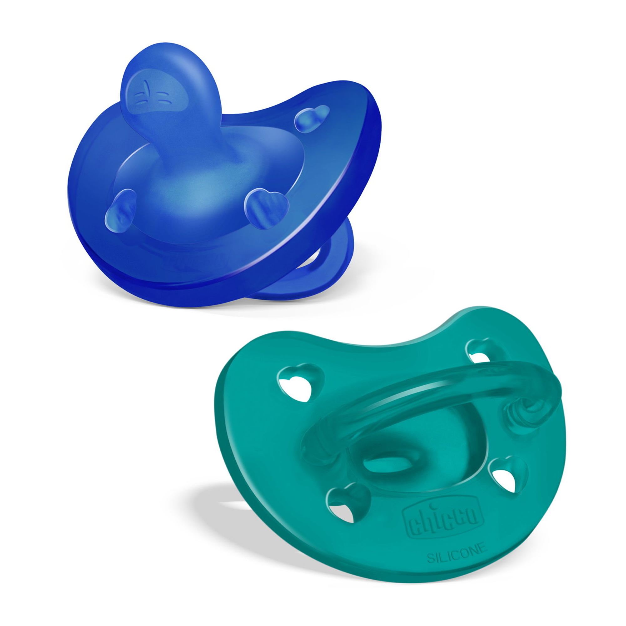 Chicco - physioforma gommotto blu/verde in silicone 2 pezzi| 16-36 mesi - Chicco