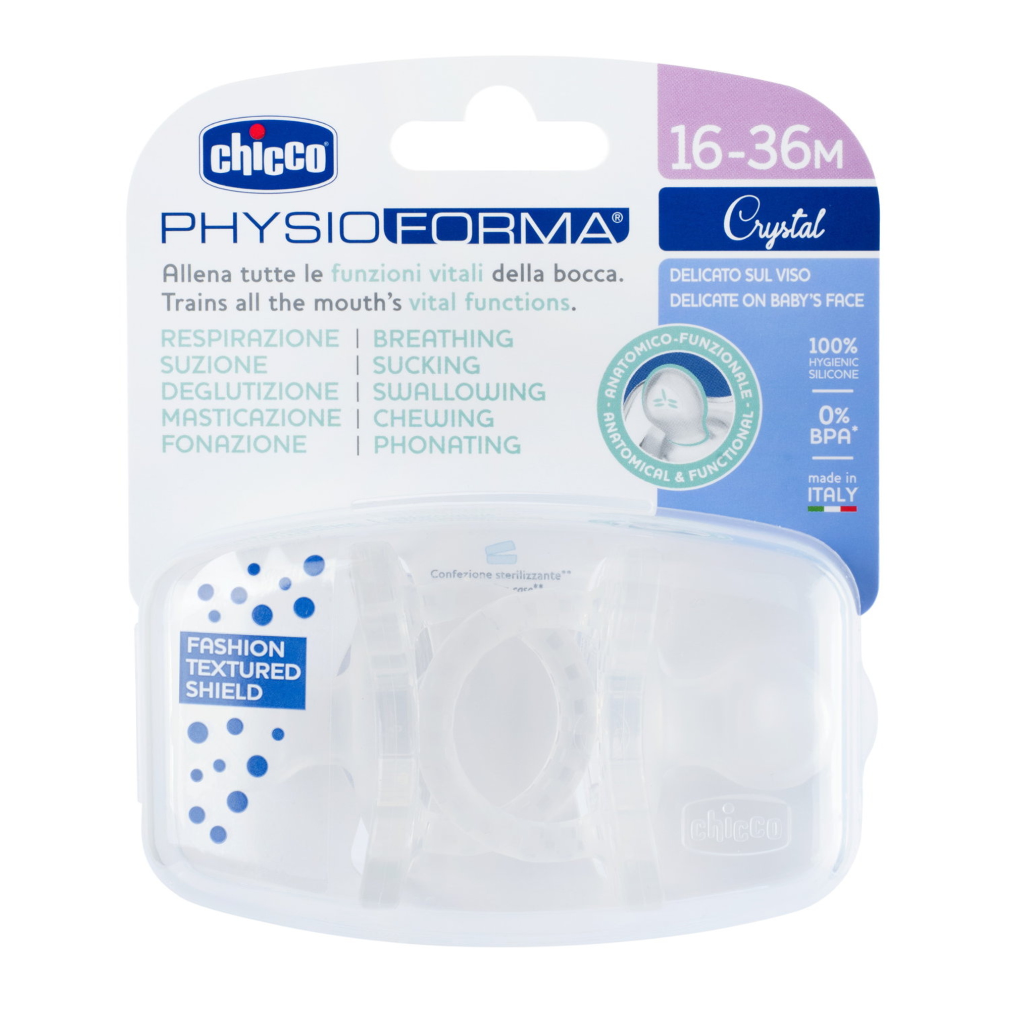 Chicco - physioforma  gommotto crystalin silicone 2 pezzi | 16-36 mesi - Chicco