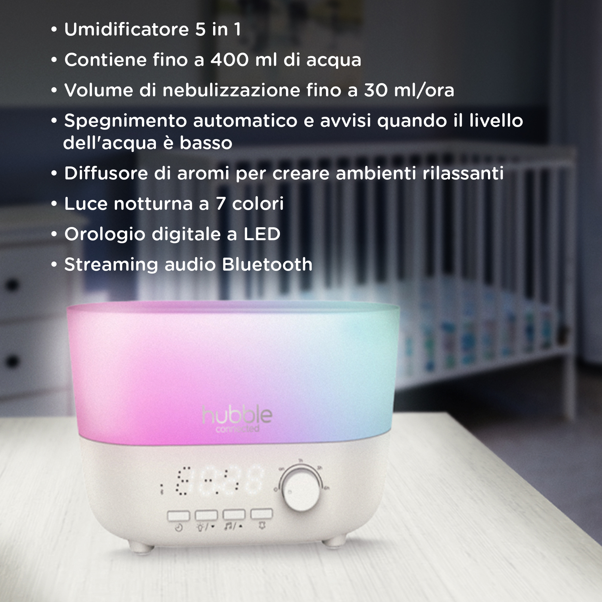 Hubble connected mist 5-in-1 umidificatore con aromi - Hubble