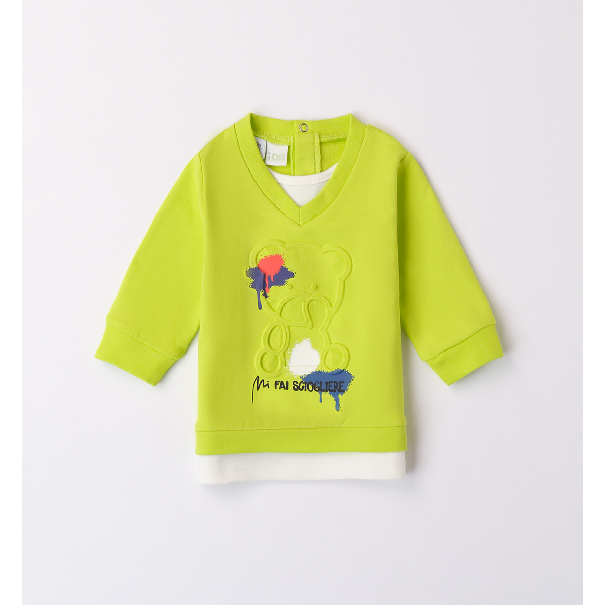 Maglia felpa lime con orsetto - Mignolo