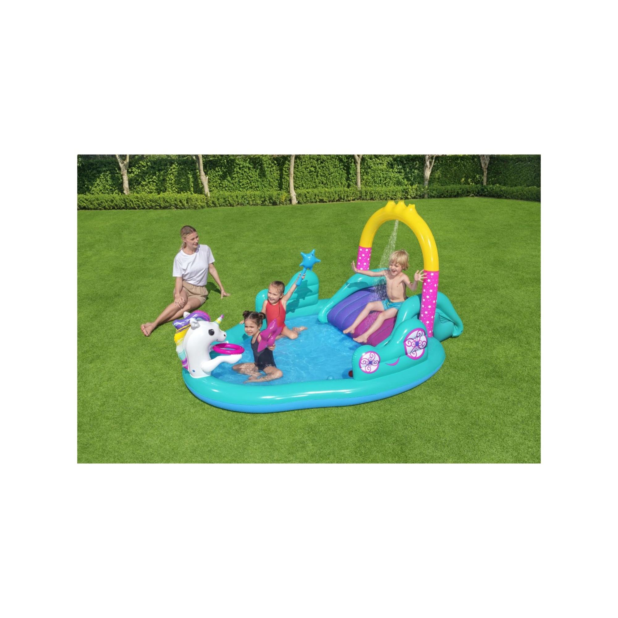 Play center magico unicorno cm 274x198x137 con scivolo gioco anelli e bacchetta magica - bestway - BESTWAY