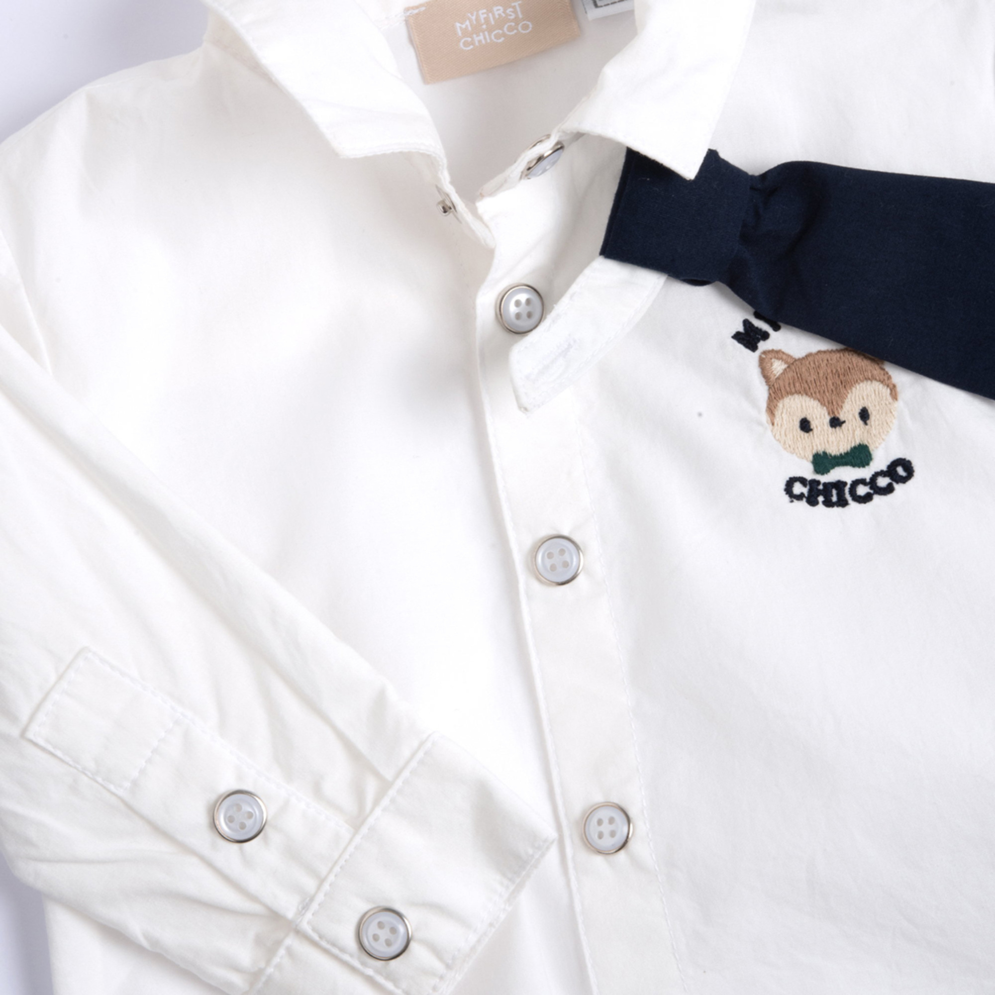 Chicco - camicia m/l con animaletto e cravattino blu - Chicco