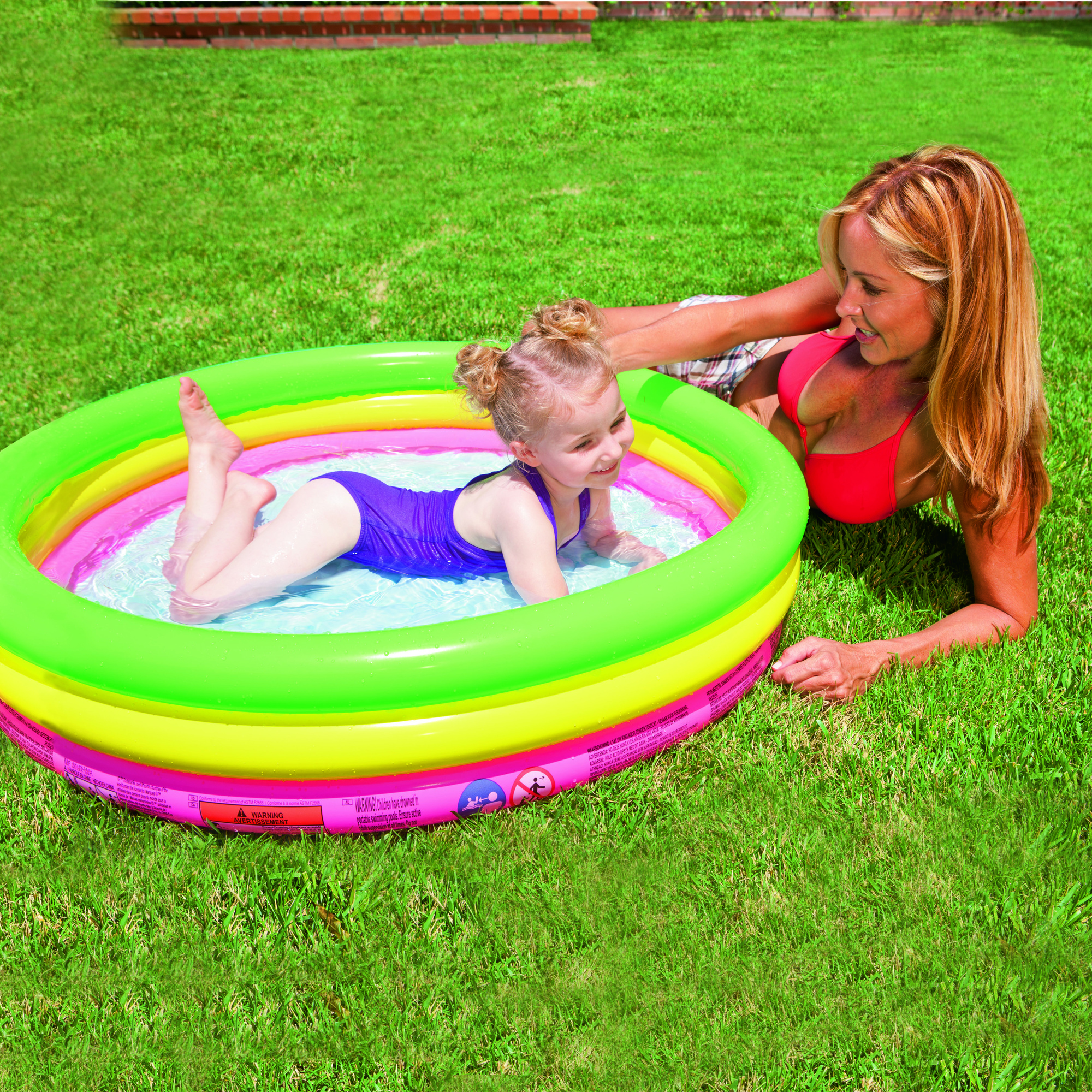 Piscina summer 3 anelli color con fondo gonfiabile 102x25 cm - bestway - Bestway