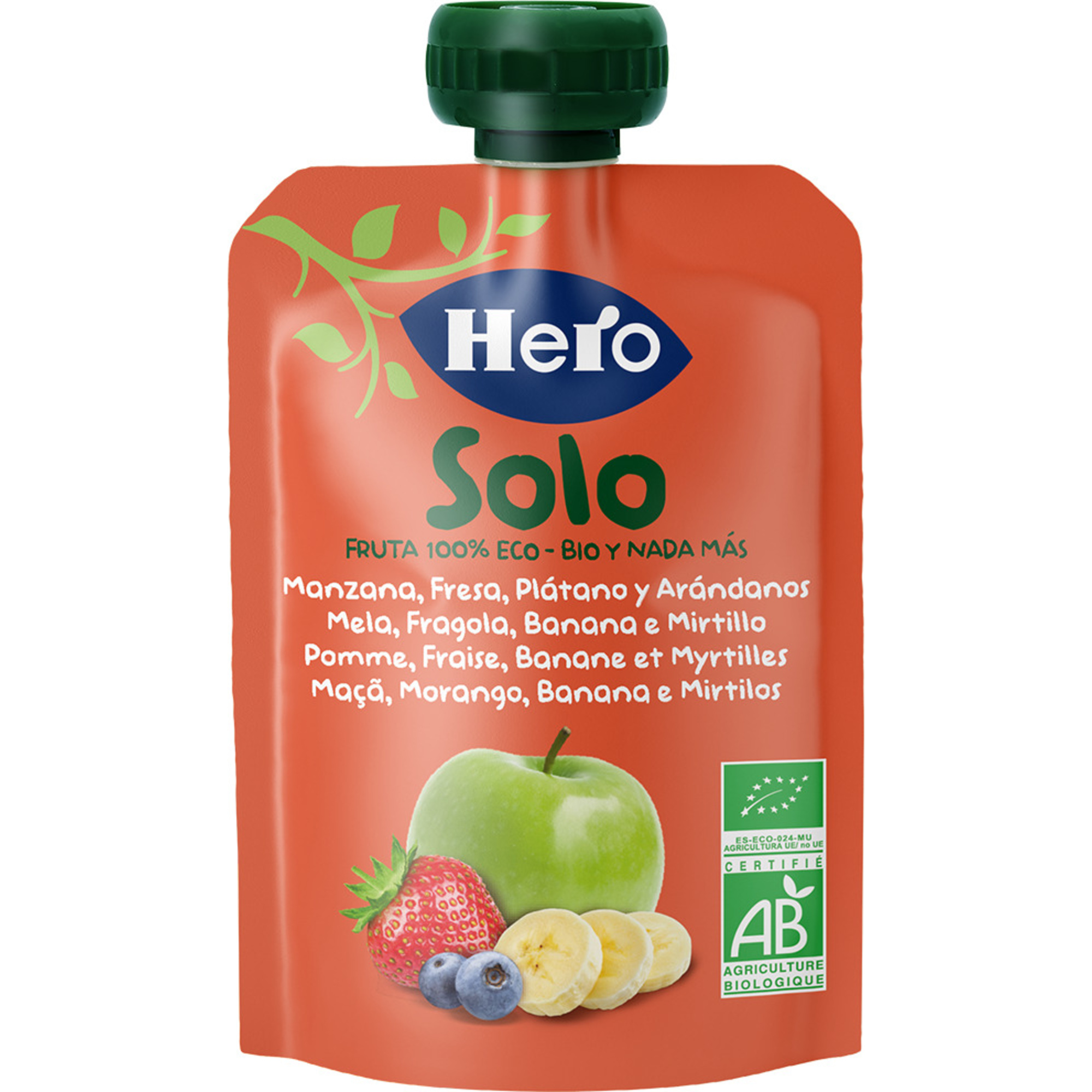 Pouch mela banana fragola mirtilli bio 100g - hero solo - Hero