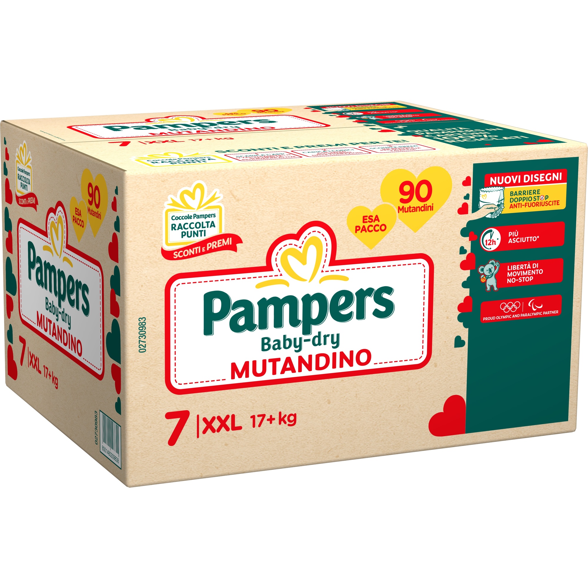 Pampers esa pack babydry mutandino xxl tg. 7 - 90 mutandini - Pampers