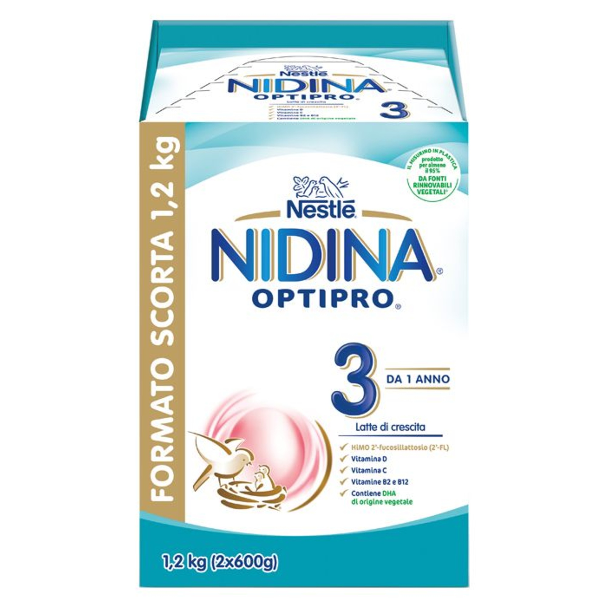 Nestlè nidina latte crescita 3 optipro in polvere - 2x600gr - Nestlé