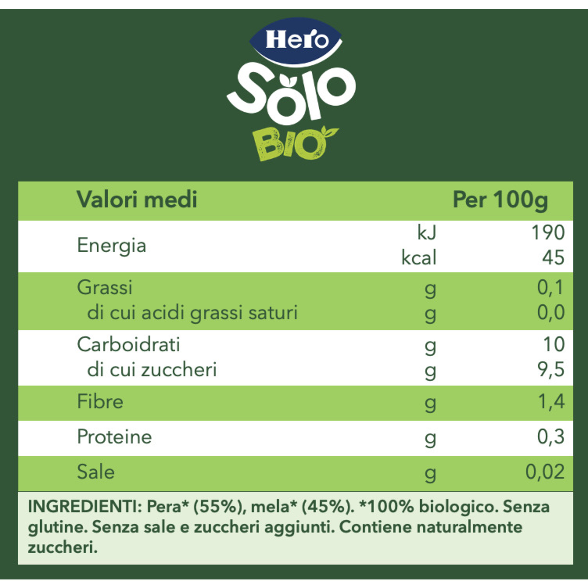 Hero solo omogeneizzato pera mela 120g - Hero