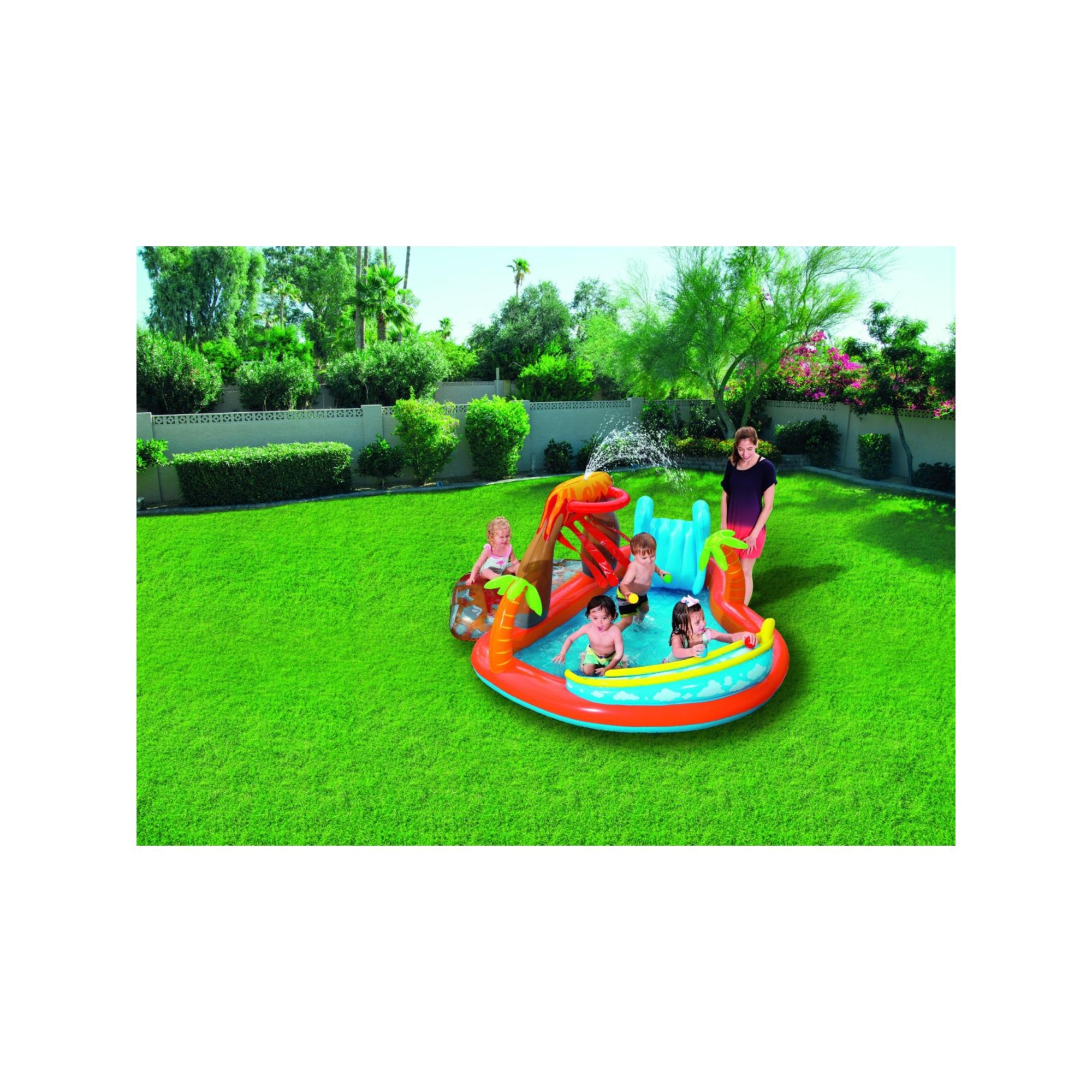 Bestway play center vulcano 265x265x104 cm: scivolo, spruzzo, anello e palline - Bestway