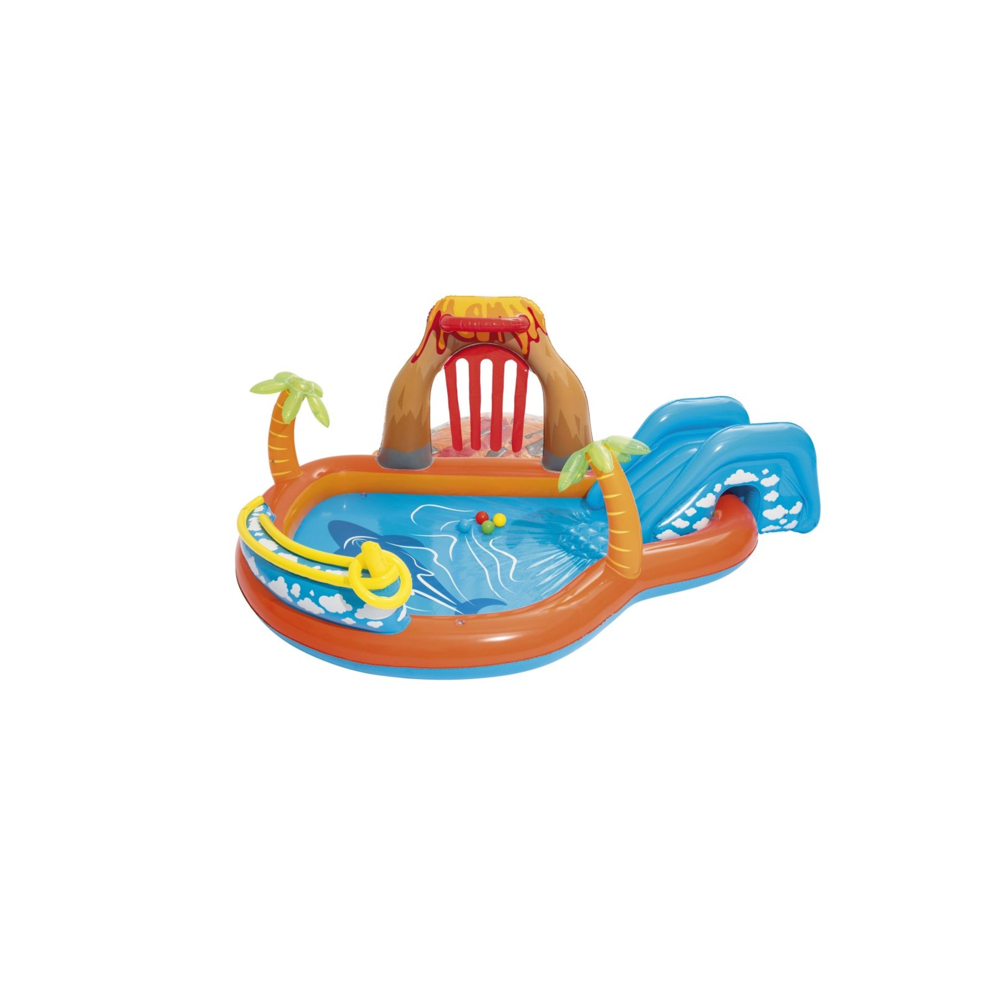 Bestway play center vulcano 265x265x104 cm: scivolo, spruzzo, anello e palline - Bestway