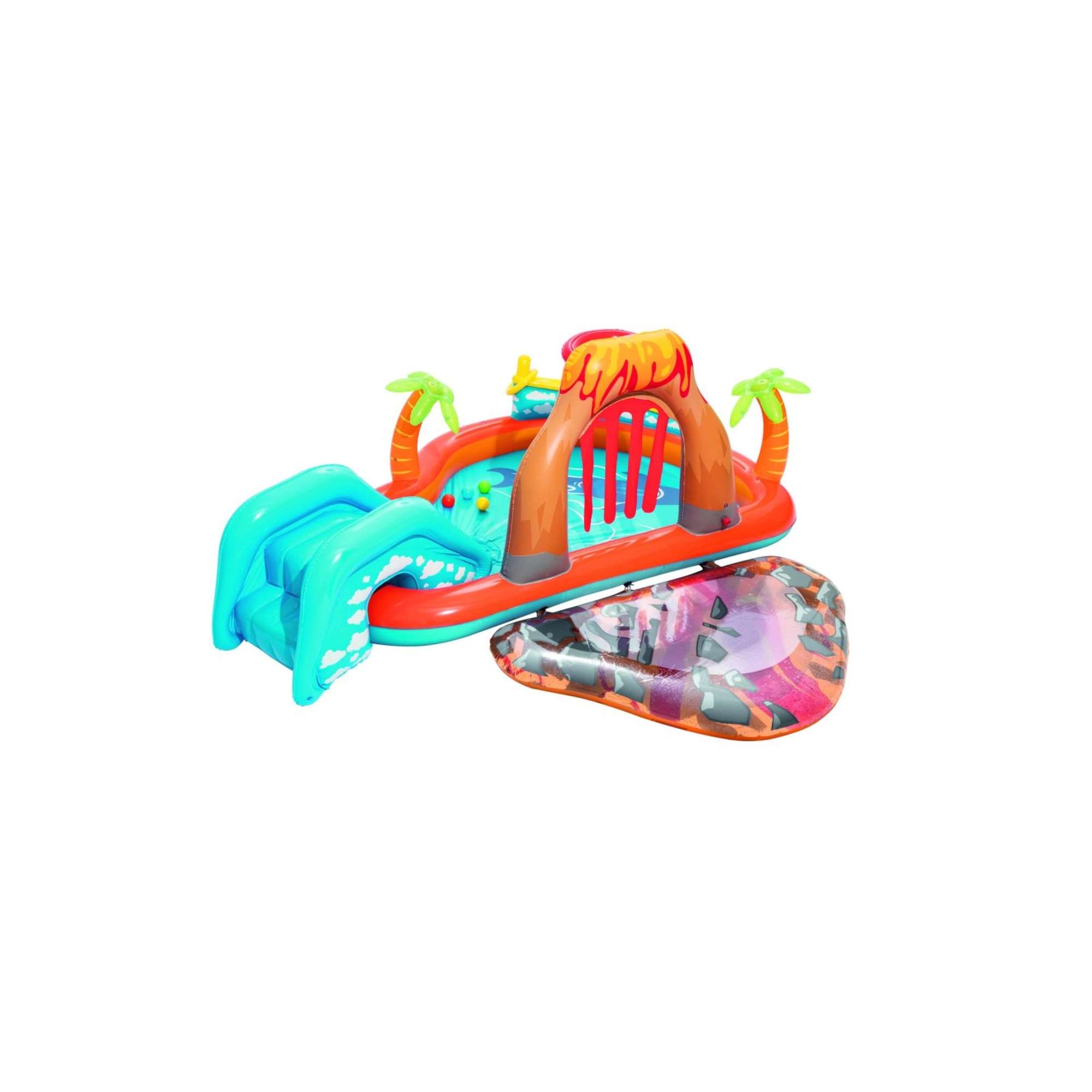 Bestway play center vulcano 265x265x104 cm: scivolo, spruzzo, anello e palline - Bestway