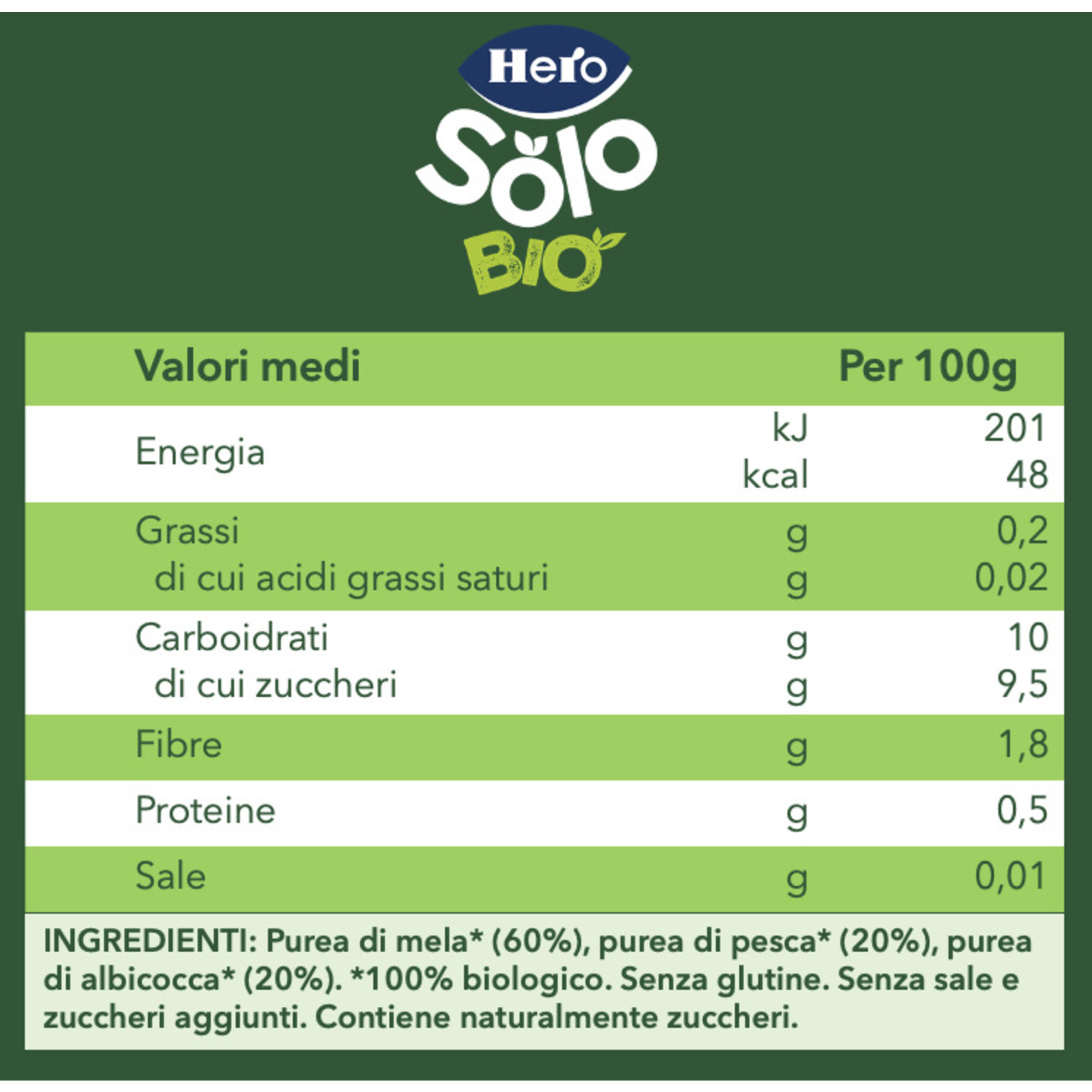 Hero solo omogeneizzato mela pesca albicocca 120 gr - Hero