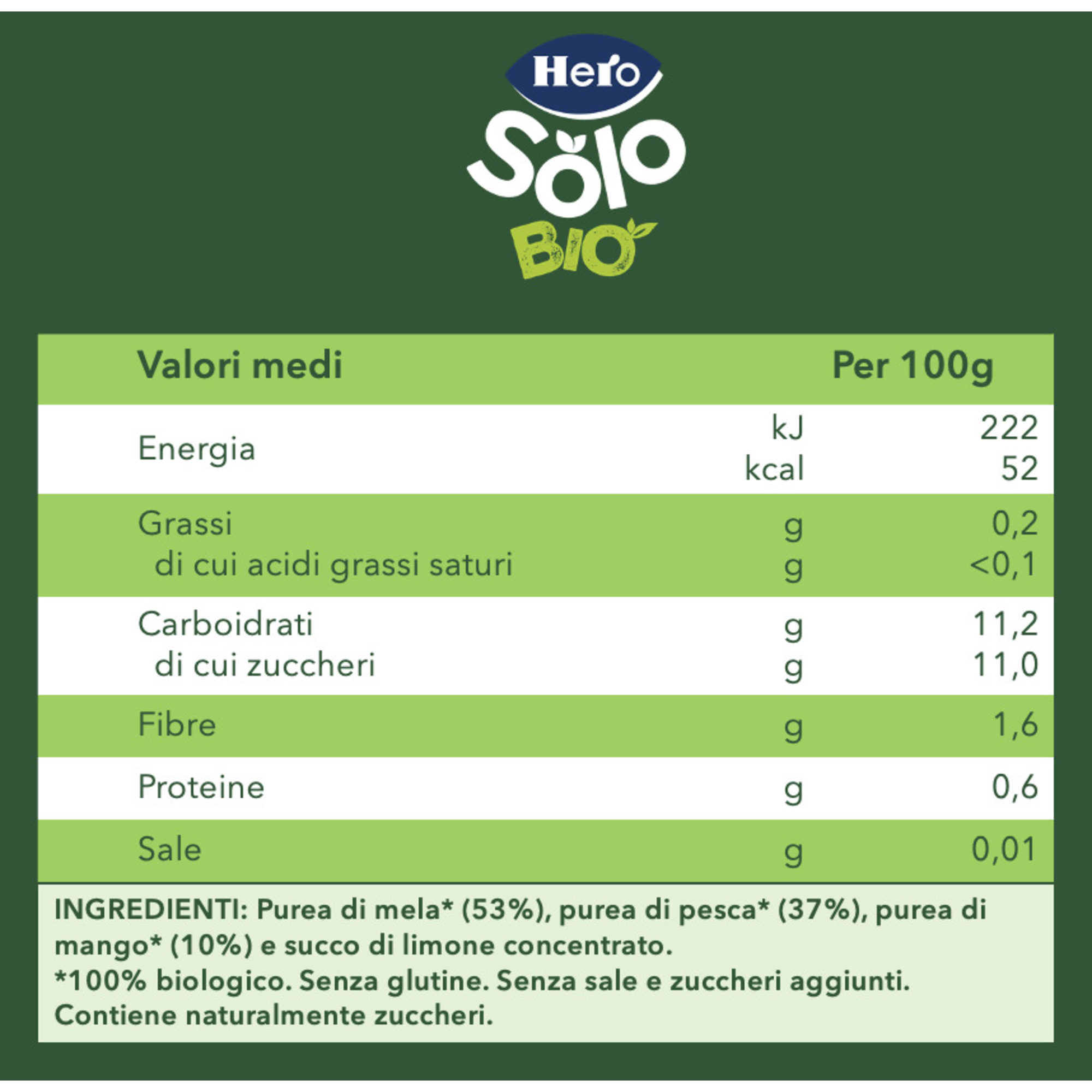 Pouch mela pesca mango 100 gr - hero solo - Hero