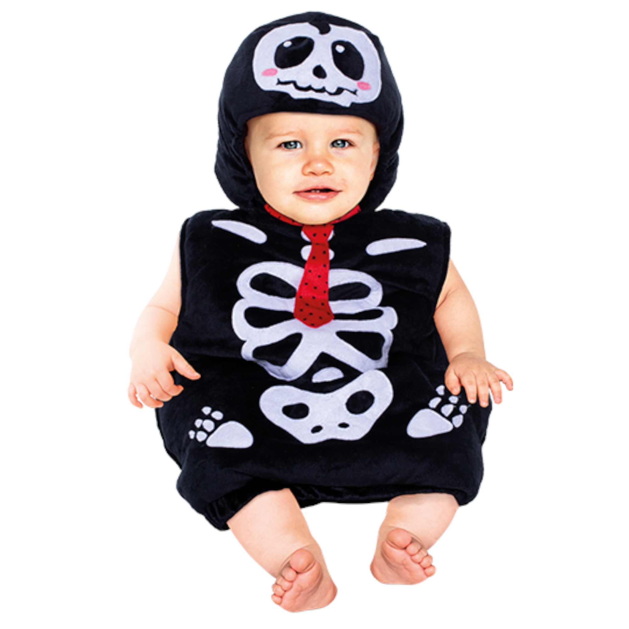 Costume halloween scheletrino baby 6-12 mesi - tutina intera in morbido tessuto con cappuccio - No brand